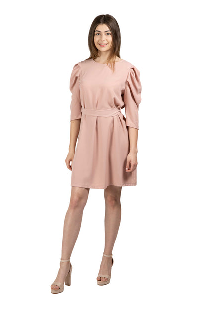 Rochie midi casual, Roz pudra