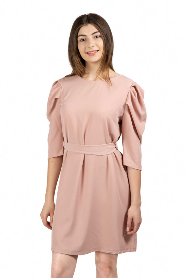 Rochie midi casual, Roz pudra