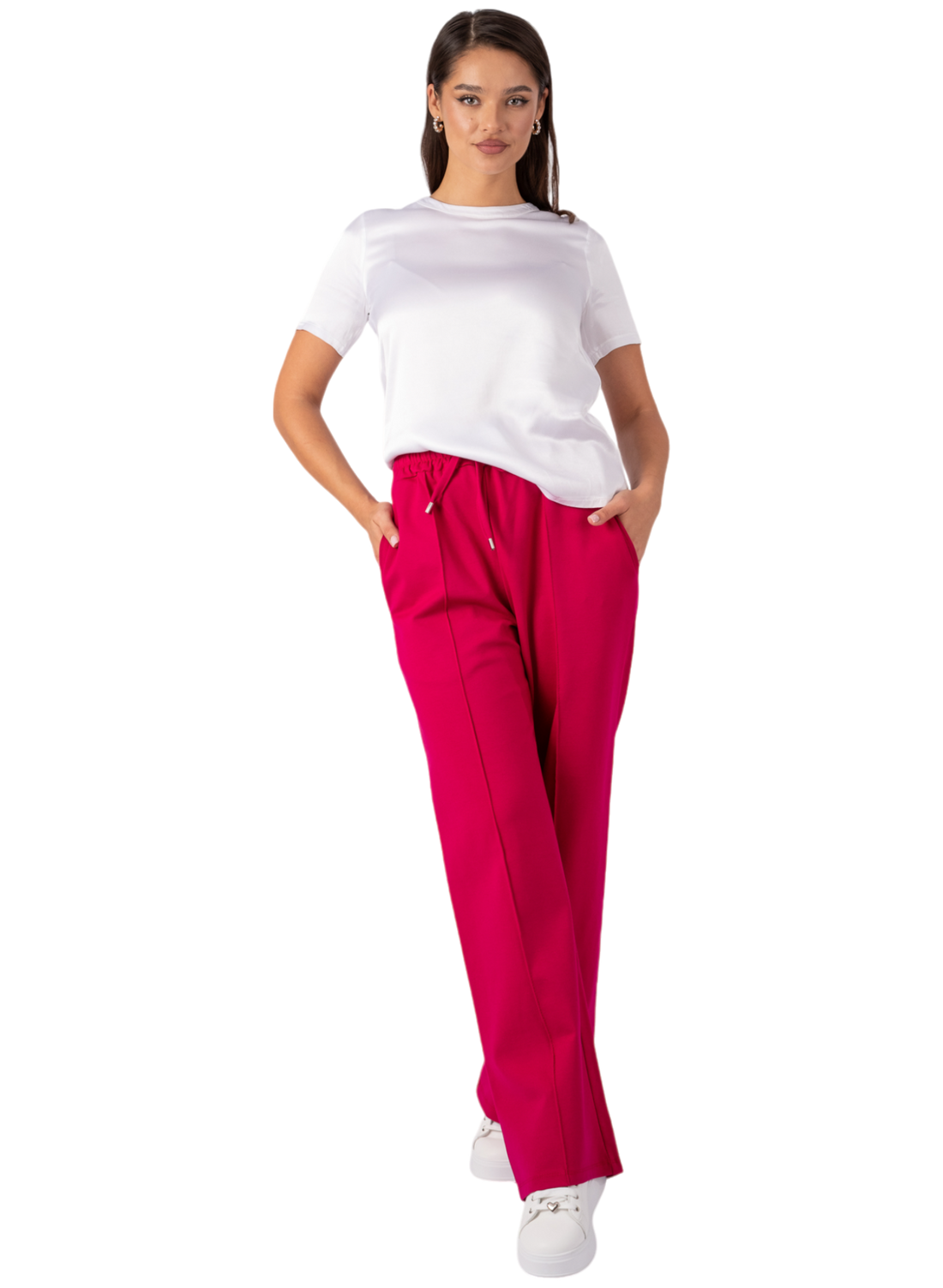 Pantaloni din vascoza groasa,Fucsia