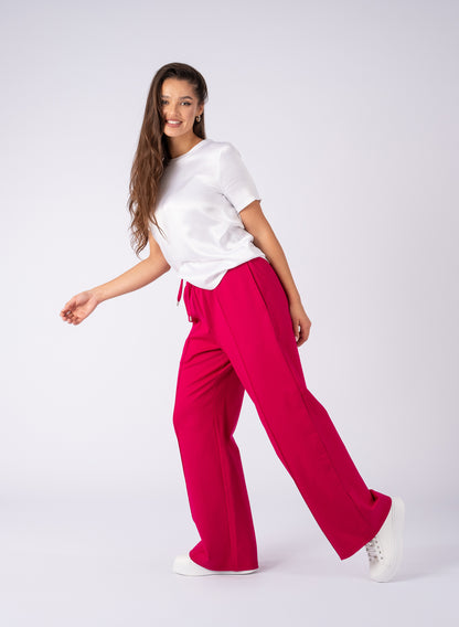 Pantaloni din vascoza groasa,Fucsia