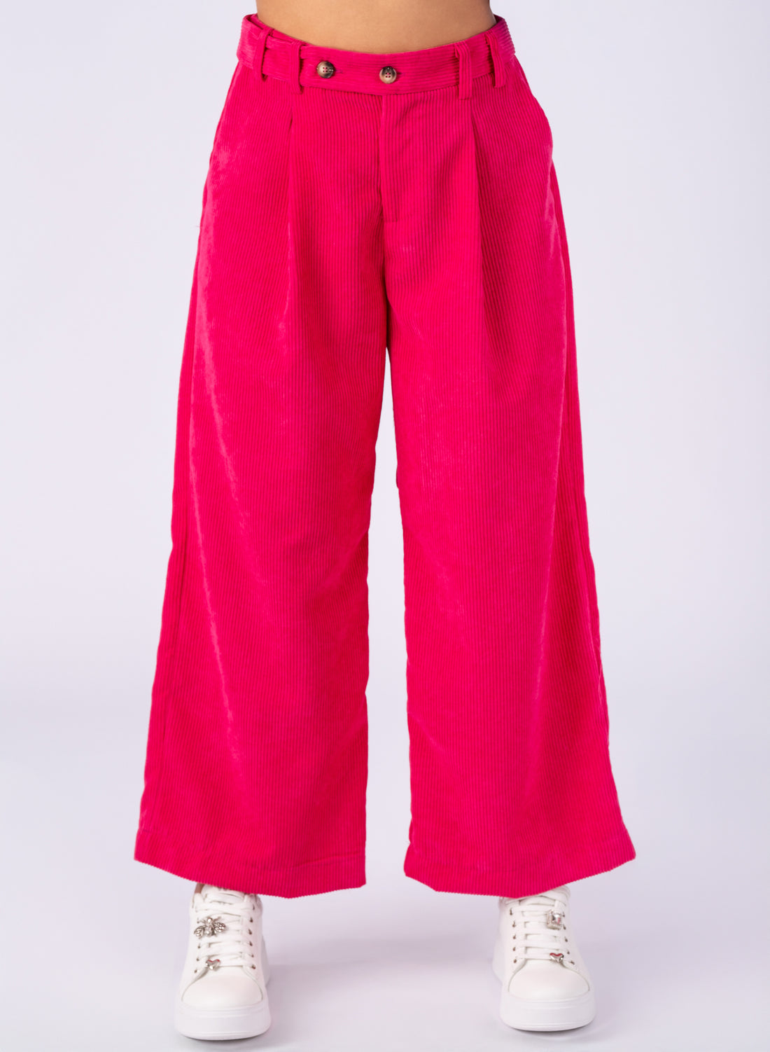 Pantaloni casual  Fucsia, din material reiat