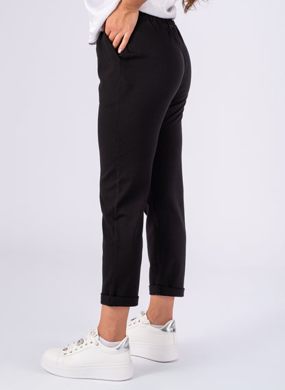 Pantaloni casual pentru femei, din vascoza, Negru