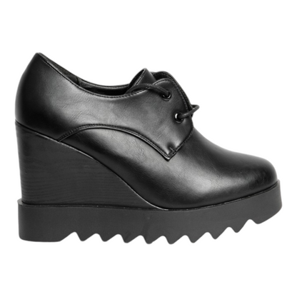 Botine cu toc gros si siret,  Negre